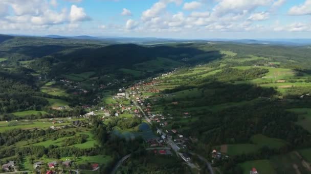 Piękne Góry Krajobrazowe Bieszczady Wolkowyja Widok Powietrza Polska Wysokiej Jakości — Wideo stockowe