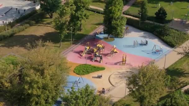 Prachtig Park Speeltuin Radom Uitzicht Vanuit Lucht Polen Hoge Kwaliteit — Stockvideo