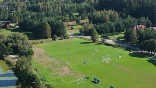Schönes Stadion Krasnobrod Luftaufnahme Polen Hochwertiges Filmmaterial — Stockvideo
