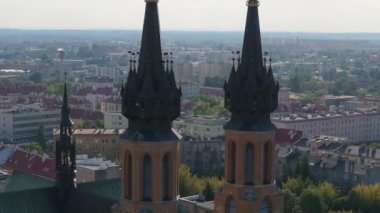 Güzel Kule Katedrali Radom Hava Manzarası Polonya. Yüksek kalite 4k görüntü
