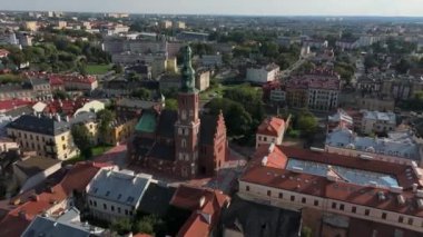 Güzel Eski Şehir Kilisesi Radom Hava Manzarası Polonya. Yüksek kalite 4k görüntü