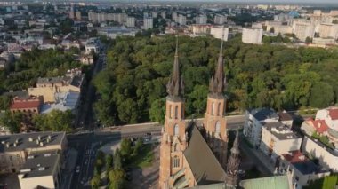 Güzel Peyzaj Kulesi Katedrali Radom Havadan Görünüm Polonya. Yüksek kalite 4k görüntü