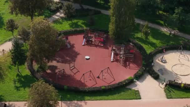 Beautiful Playground Old Garden Radom Aerial View Poland High Quality — Stock Video