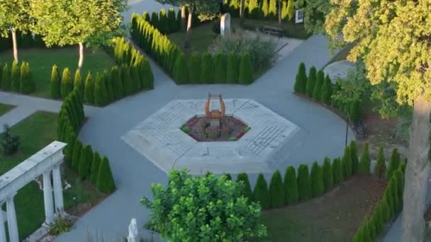 Krásná Biblická Zahrada Bazilika Stara Wies Letecký Pohled Polsko Vysoce — Stock video