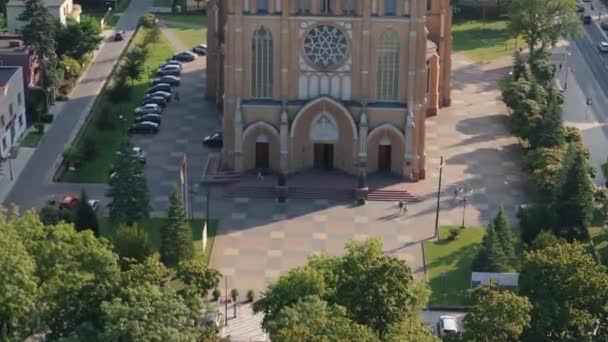 Prachtige Kathedraal Radom Aerial View Polen Hoge Kwaliteit Beeldmateriaal — Stockvideo