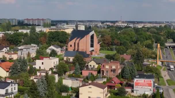 Hermosa Iglesia Del Paisaje Radom Vista Aérea Polonia Imágenes Alta — Vídeo de stock