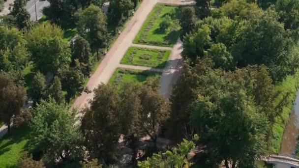 Prachtig Uitzicht Oude Tuin Vanuit Lucht Polen Hoge Kwaliteit Beeldmateriaal — Stockvideo