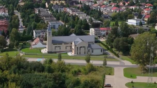 Beautiful Landscape Church Radom Aerial View Poland High Quality Footage — Stock Video