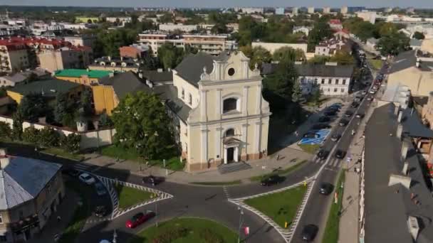 Prachtige Oude Binnenstad Kerk Radom Luchtfoto View Polen Hoge Kwaliteit — Stockvideo
