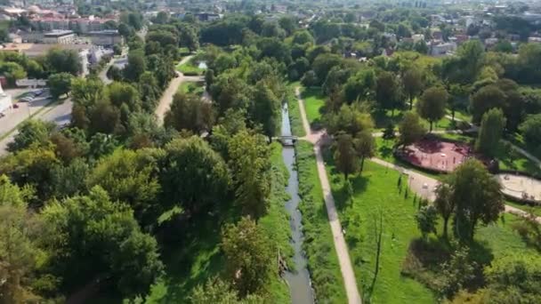 Prachtige Landschap Oude Tuin Radom Aerial View Polen Hoge Kwaliteit — Stockvideo