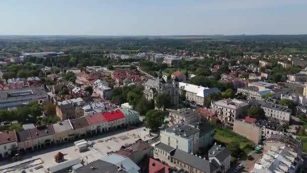 Hermosa Iglesia Paisaje Ciudad Vieja Chelm Vista Aérea Polonia Imágenes — Vídeo de stock