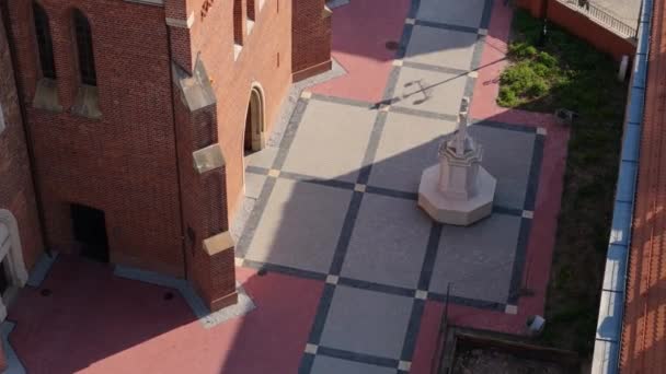 Gyönyörű Szobor Óvárosi Templom Radom Aerial View Lengyelország Kiváló Minőségű — Stock videók