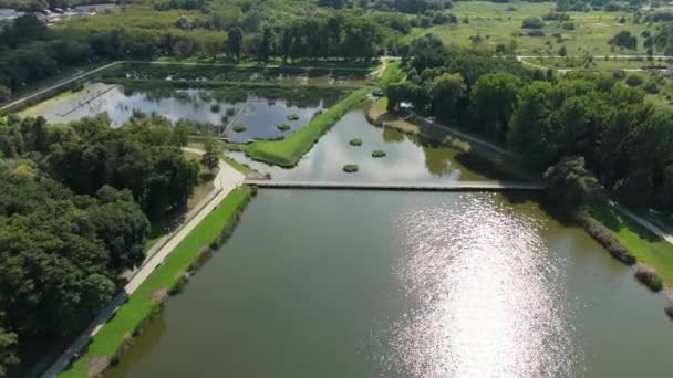 Güzel Manzara Borki Göl Göleti Radom Havacılık Görünümü Polonya Yüksek — Stok video