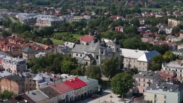 Bella Chiesa Paesaggio Chelm Vista Aerea Polonia Filmati Alta Qualità — Video Stock
