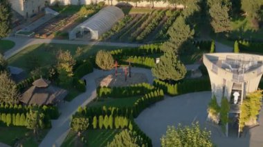 Güzel İncil Bahçesi Bazilikası Stara Wies Hava Manzarası Polonya. Yüksek kalite 4k görüntü