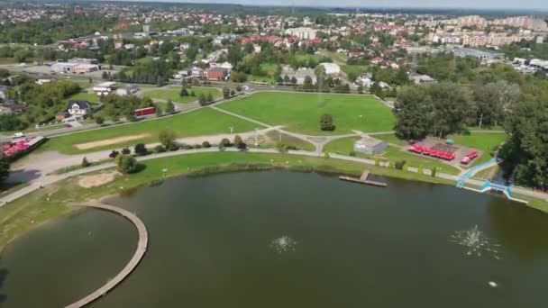Prachtig Landschap Borki Lagune Radom Aerial View Polen Hoge Kwaliteit — Stockvideo