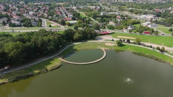 Smukke Landskab Borki Lagoon Radom Aerial View Polen Høj Kvalitet – Stock-video