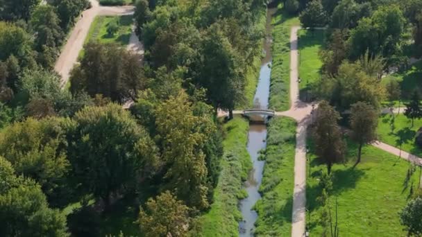 Gyönyörű River Old Garden Radom Aerial View Lengyelország Kiváló Minőségű — Stock videók