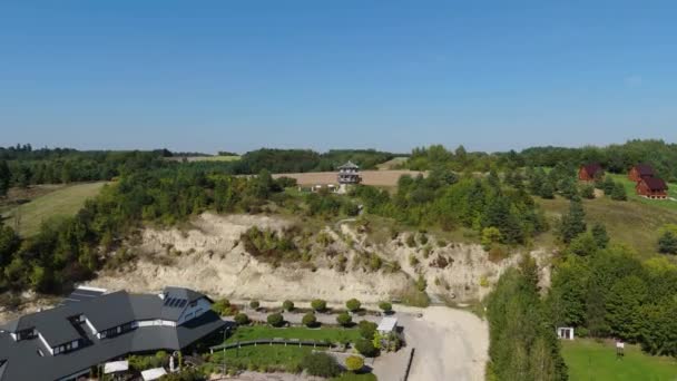 Beautiful Panorama Viewing Tower Krasnobrod Aerial View Poland High Quality — Stock Video
