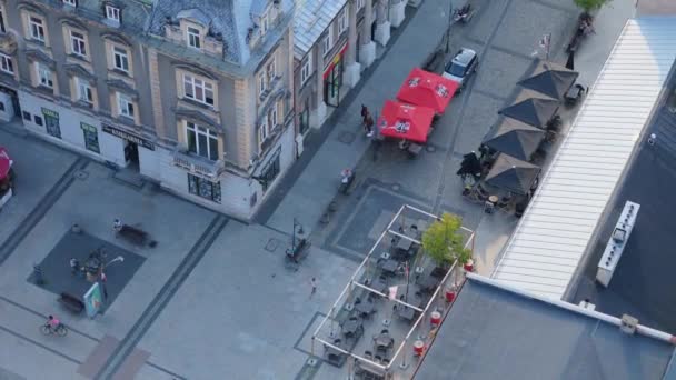 Gyönyörű Promenade Street Óváros Radom Aerial View Lengyelország Kiváló Minőségű — Stock videók