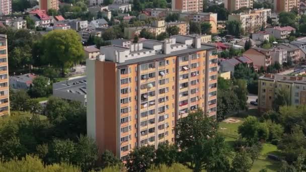 Vakre Landskap Skyscrapers Radom Aerial View Polen Opptak Høy Kvalitet – stockvideo