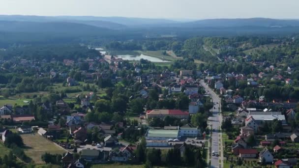 Όμορφο Τοπίο Krasnobrod Αεροφωτογραφία Πολωνία Υψηλής Ποιότητας Πλάνα — Αρχείο Βίντεο