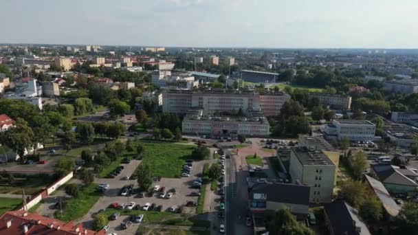 Gyönyörű Panoráma Kórház Radom Aerial View Lengyelország Kiváló Minőségű Felvételek — Stock videók