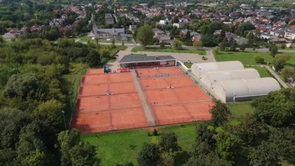 Smukke Landskab Tennisbane Radom Aerial View Polen Høj Kvalitet Optagelser – Stock-video