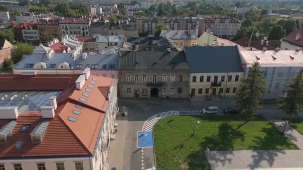 Gyönyörű Óvárosi Piac Tér Radom Aerial View Lengyelország Kiváló Minőségű — Stock videók