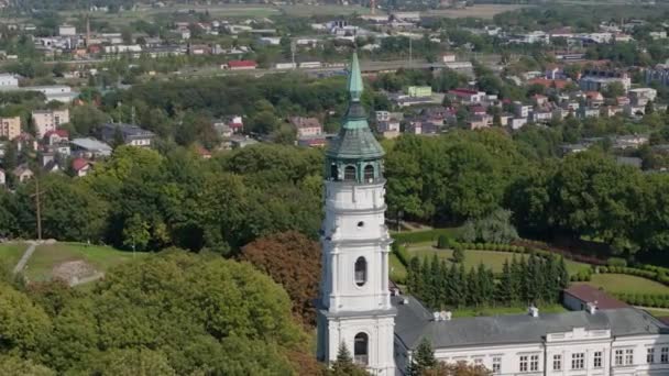 Bellissimo Paesaggio Torre Basilica Hill Chelm Vista Aerea Polonia Filmati — Video Stock