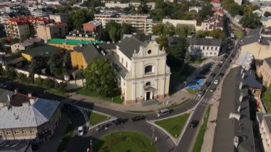 Güzel Eski Şehir Kilisesi Radom Hava Manzarası Polonya. Yüksek kalite 4k görüntü