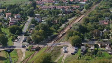 Güzel Peyzaj Tren İstasyonu Chelm Hava Manzarası Polonya. Yüksek kalite 4k görüntü