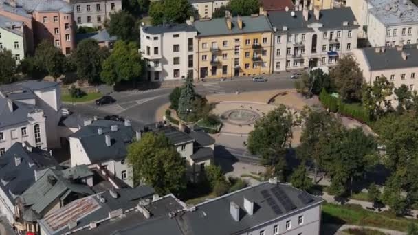 Bella Fontana Piazza Chelm Vista Aerea Polonia Filmati Alta Qualità — Video Stock