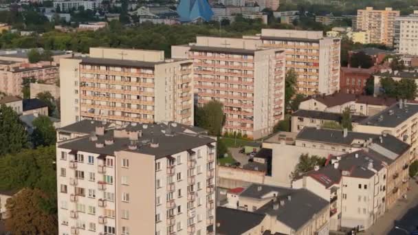 Gyönyörű Felhőkarcolók Radom Aerial View Lengyelország Kiváló Minőségű Felvételek — Stock videók