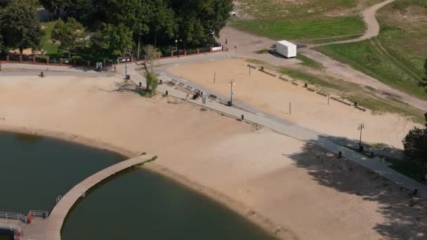 Güzel Manzara Molo Sahili Borki Gölü Radom Havacılık Manzarası Polonya — Stok video
