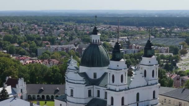 Schöne Basilika Chelm Luftaufnahme Polen Hochwertiges Filmmaterial — Stockvideo