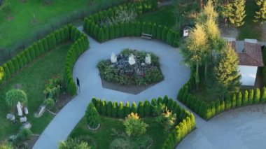 Güzel İncil Bahçesi Bazilikası Stara Wies Hava Manzarası Polonya. Yüksek kalite 4k görüntü