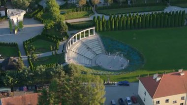 Güzel İncil Bahçesi Bazilikası Stara Wies Hava Manzarası Polonya. Yüksek kalite 4k görüntü