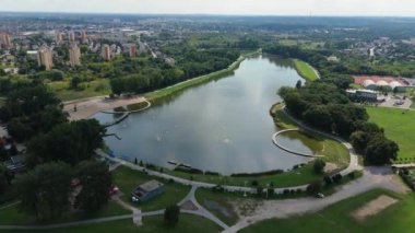 Güzel manzara Borki Gölü Radom Hava Manzarası Polonya. Yüksek kalite 4k görüntü