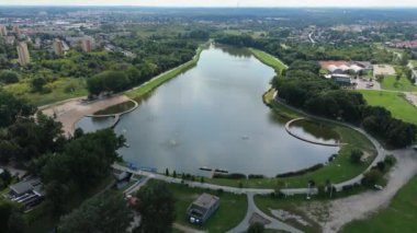 Güzel manzara Borki Gölü Radom Hava Manzarası Polonya. Yüksek kalite 4k görüntü