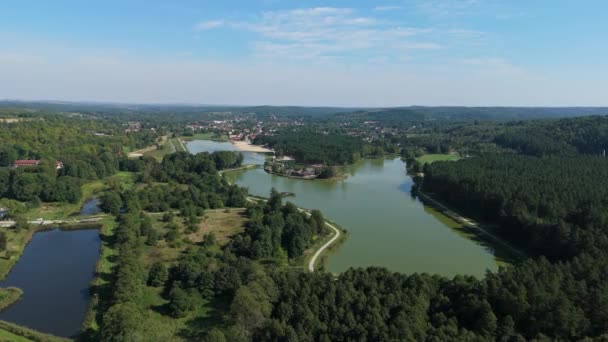 Lagoa Paisagem Bonita Krasnobrod Vista Aérea Polônia Imagens Alta Qualidade — Vídeo de Stock