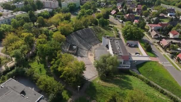 Красивий Культурний Центр Amphitheater Radom Air View Польща Високоякісні Кадри — стокове відео