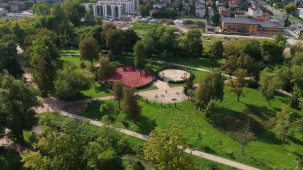 Piękny Plac Zabaw Stary Ogród Radom Widok Lotu Ptaka Polska — Wideo stockowe