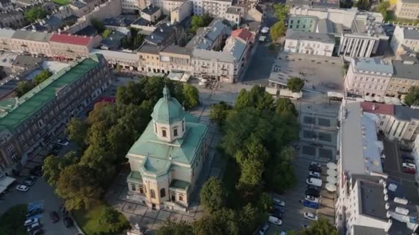 Kościół Konstytucyjny Plac Radomski Widok Lotu Ptaka Polska Wysokiej Jakości — Wideo stockowe