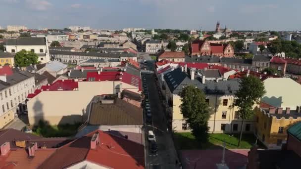 Smukke Road Old Town Radom Aerial View Polen Høj Kvalitet – Stock-video