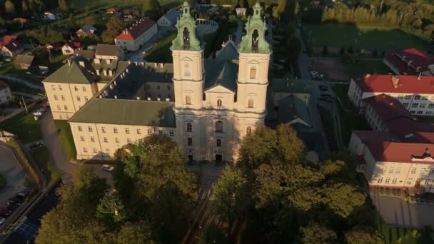 Bella Paesaggio Basilica Stara Wies Vista Aerea Polonia Filmati Alta — Video Stock