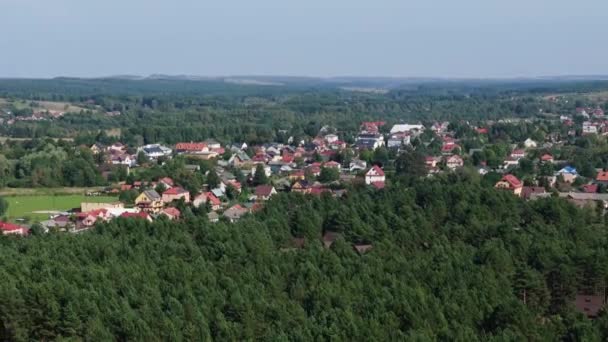 Prachtig Landschap Huizen Bos Krasnobrod Luchtfoto View Polen Hoge Kwaliteit — Stockvideo