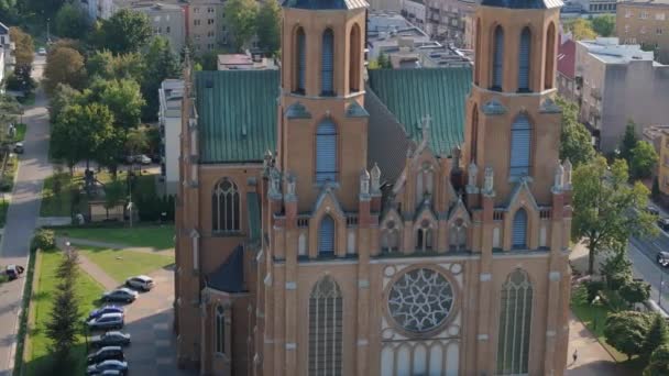 美丽的大教堂Radom Aerial View Poland 高质量的4K镜头 — 图库视频影像