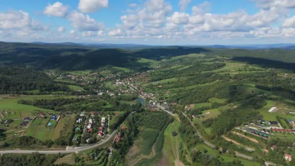 Bellissimi Paesaggi Montagne Bieszczady Wolkowyja Vista Aerea Polonia Filmati Alta — Video Stock