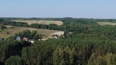 Güzel Manzara Dağ Ormanı Krasnobrod Hava Manzaralı Polonya. Yüksek kalite 4k görüntü